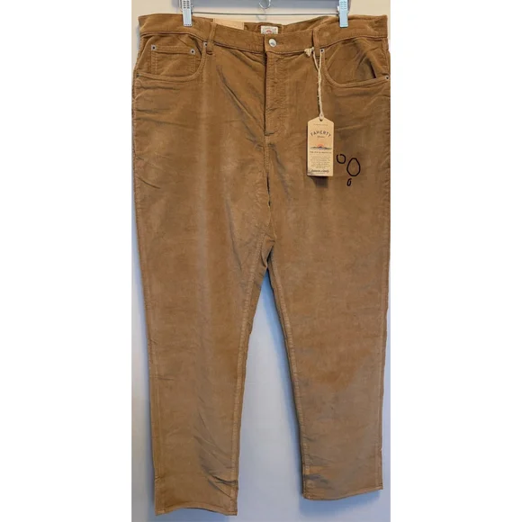 FAHERTY Pants Stretch Terry Corduroy Maple Brown Organic Size 40x32 NWT Read
